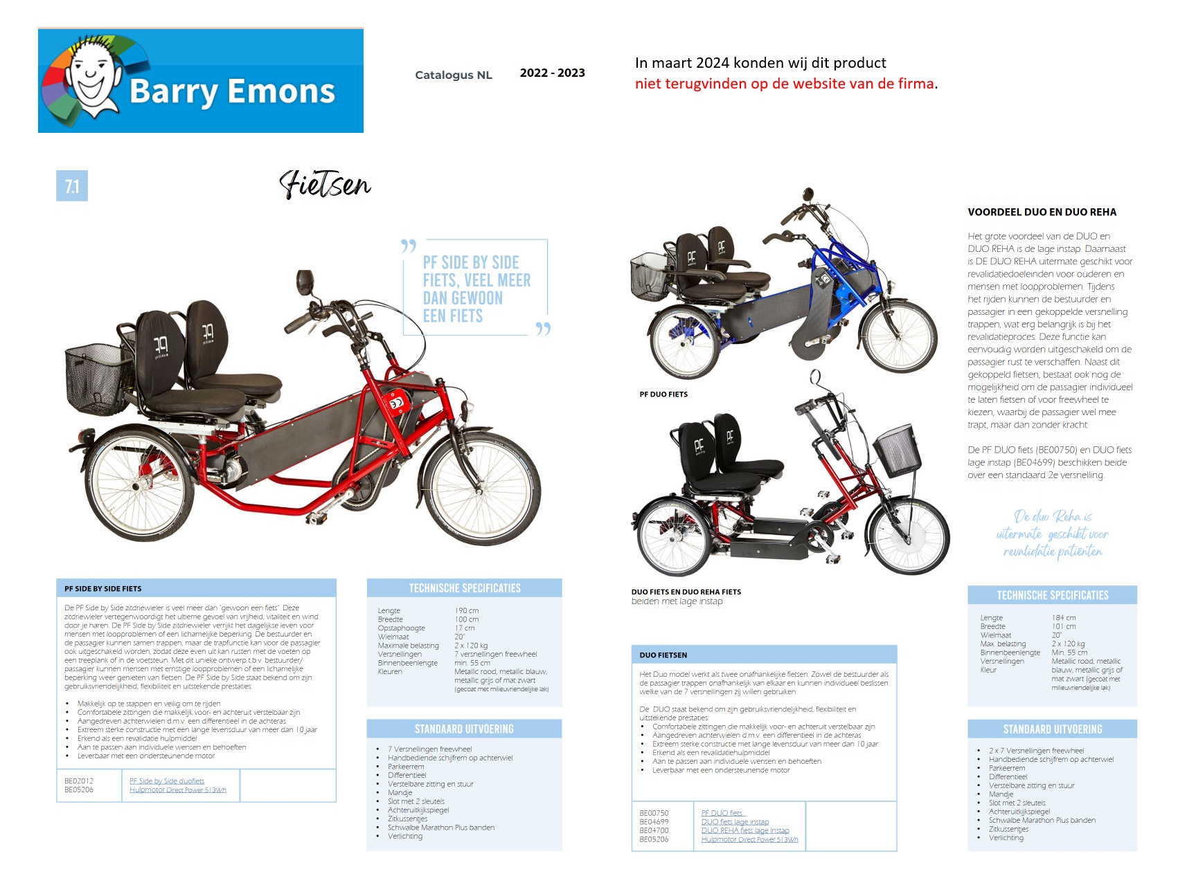 toegevoegd document 5 van PF Mobility PF Duo Reha fiets  