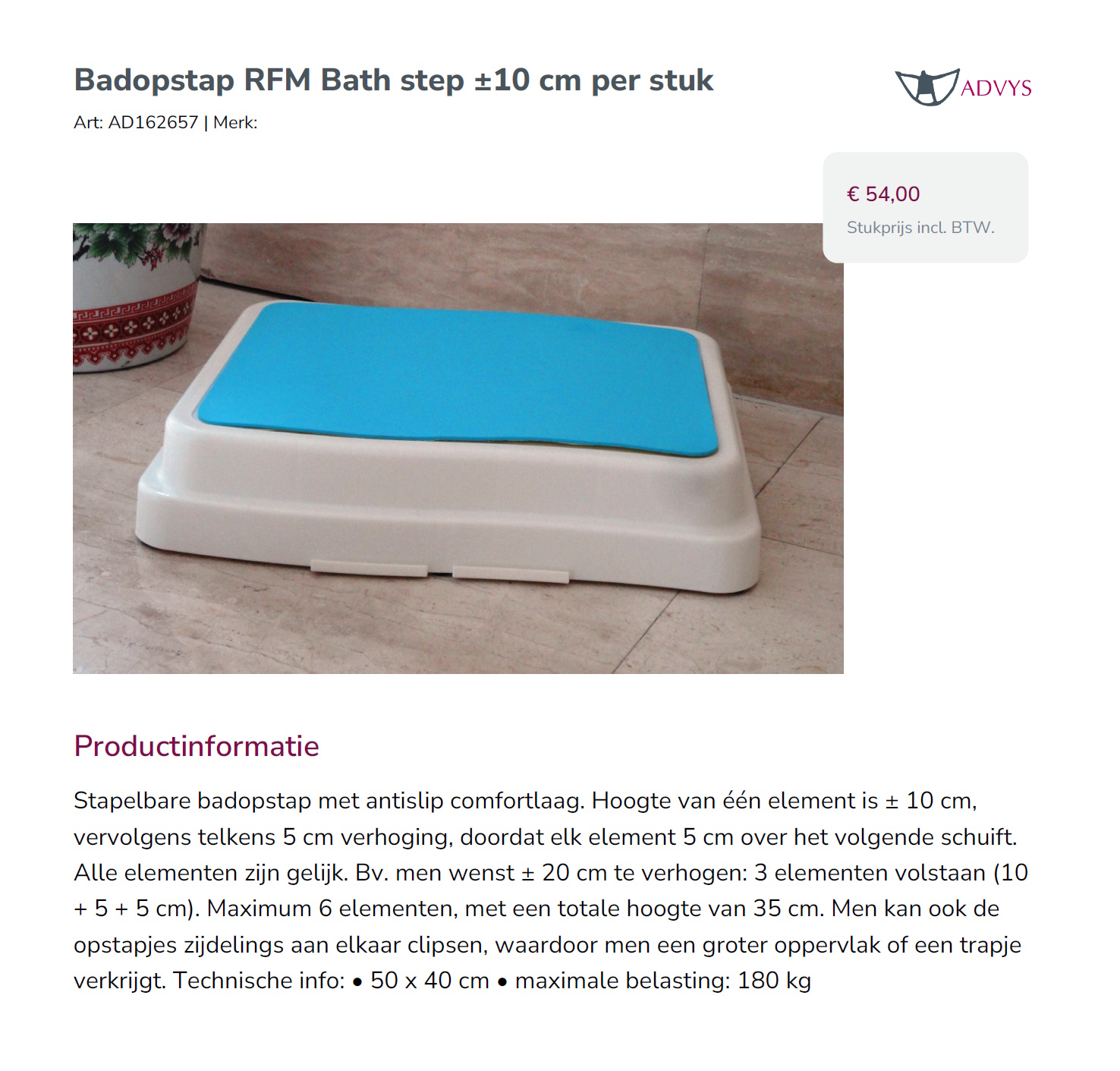 toegevoegd document 2 van Badopstap RFM Bath step ±10 cm per stuk  