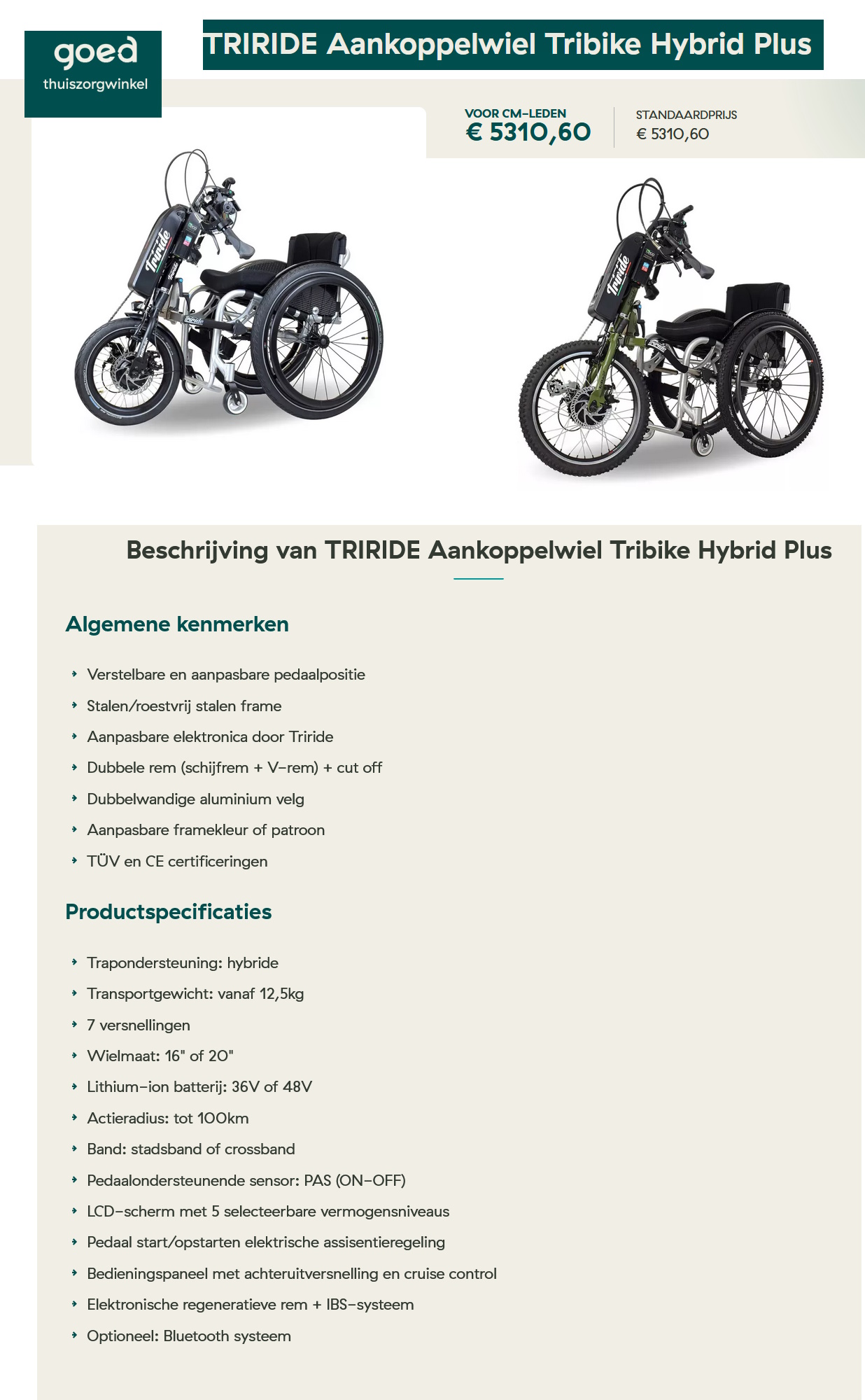 toegevoegd document 2 van Aankoppelwiel Tribike Hybrid Plus  