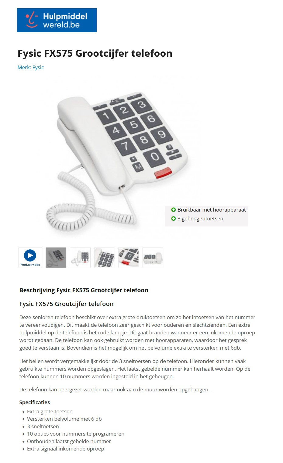 toegevoegd document 2 van Fysic FX575 Grootcijfer telefoon  