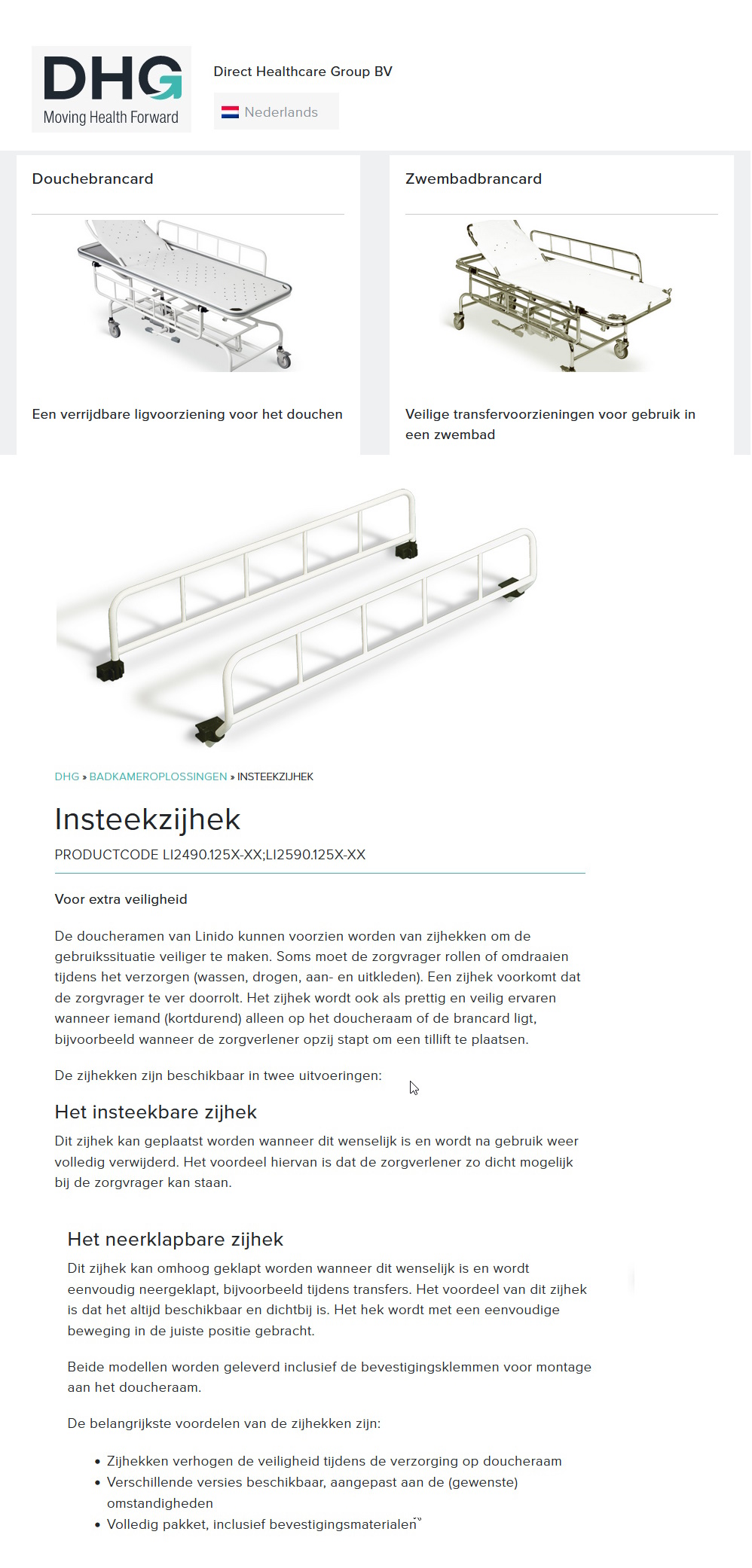 toegevoegd document 3 van Linido In hoogte verstelbare douchebrancard (met verstelbare rugsteun)  