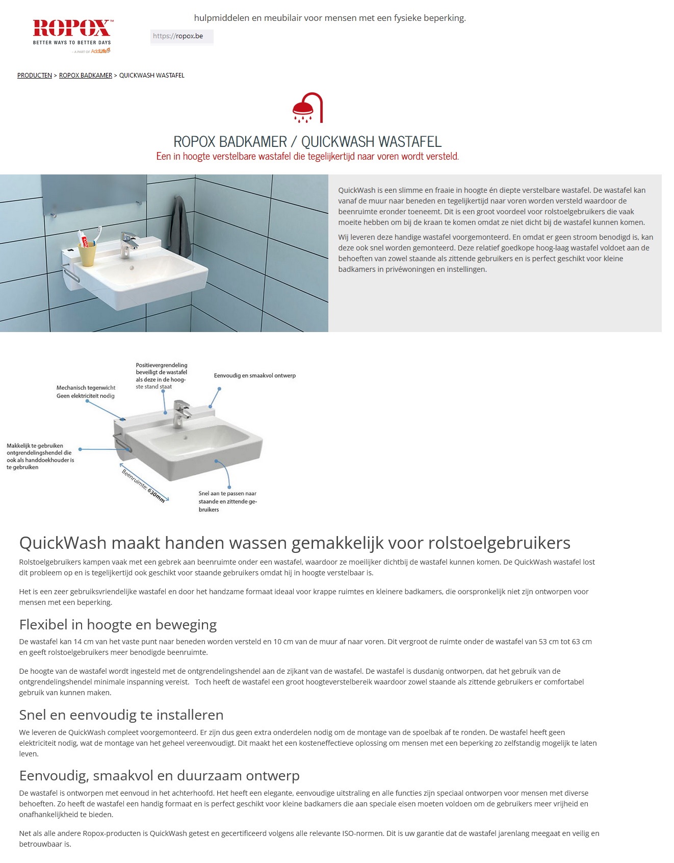 toegevoegd document 3 van Ropox Quickwash hoogteverstelbare lavabo  