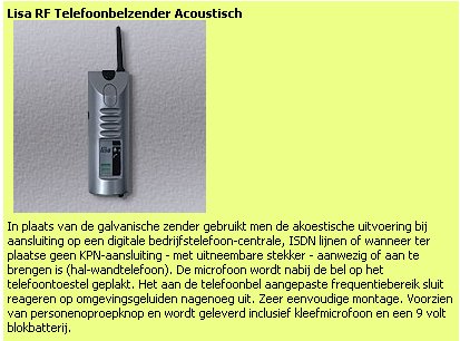 toegevoegd document 3 van Humantechnik Lisa RF akoestische telefoonzender A-2464-0 