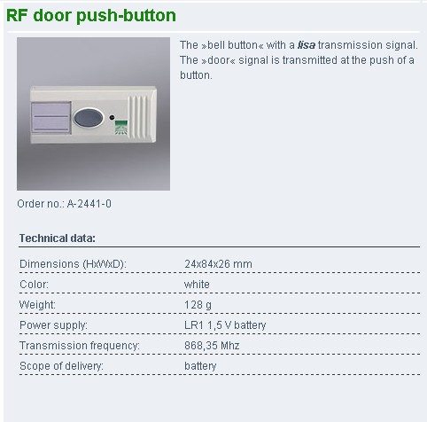 toegevoegd document 2 van Humantechnik Lisa RF deurbeldrukknop A-2441-0 