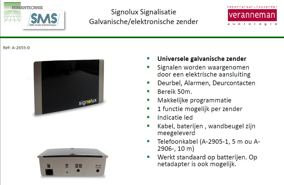 toegevoegd document 2 van Humantechnik Signolux universele galvanische zender A-2655-0 