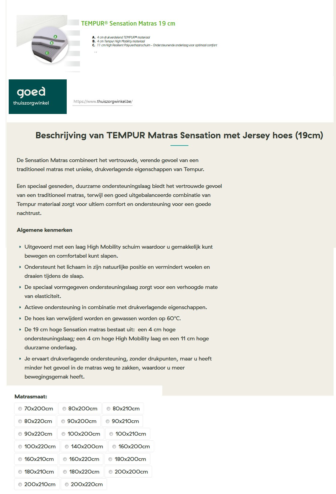 toegevoegd document 3 van Tempur-Med Sensation matras 19cm  