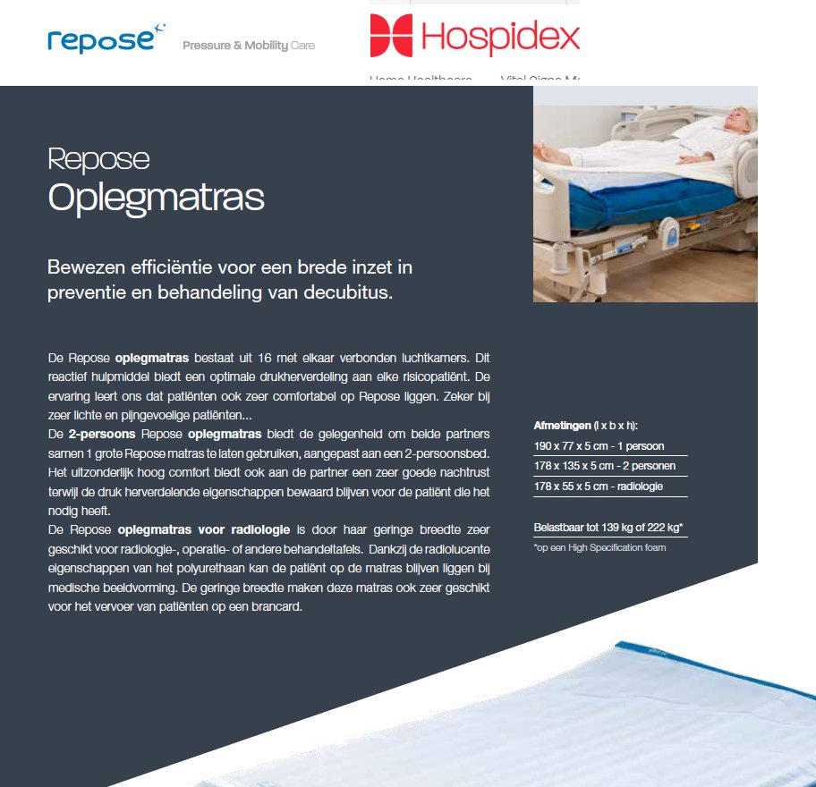 toegevoegd document 2 van Repose mattress Overlay Oplegmatras 1615285 
