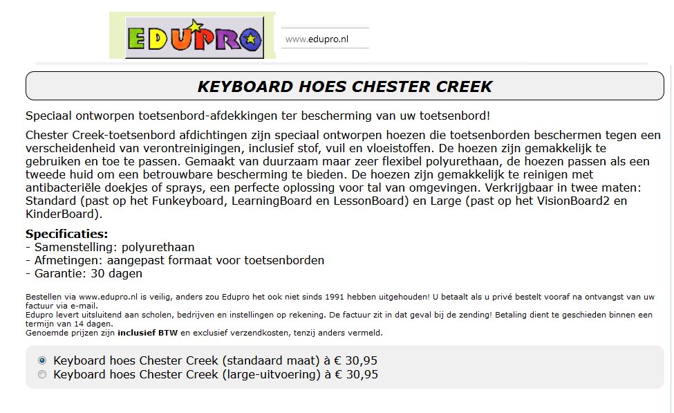 toegevoegd document 2 van Chester Creek Keyboard hoes  