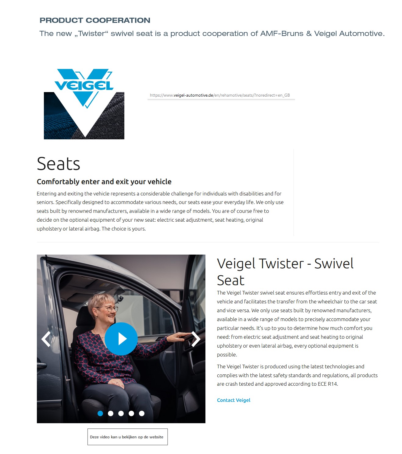 toegevoegd document 3 van AMF-Bruns / Veigel Twister swivel Seat Console  