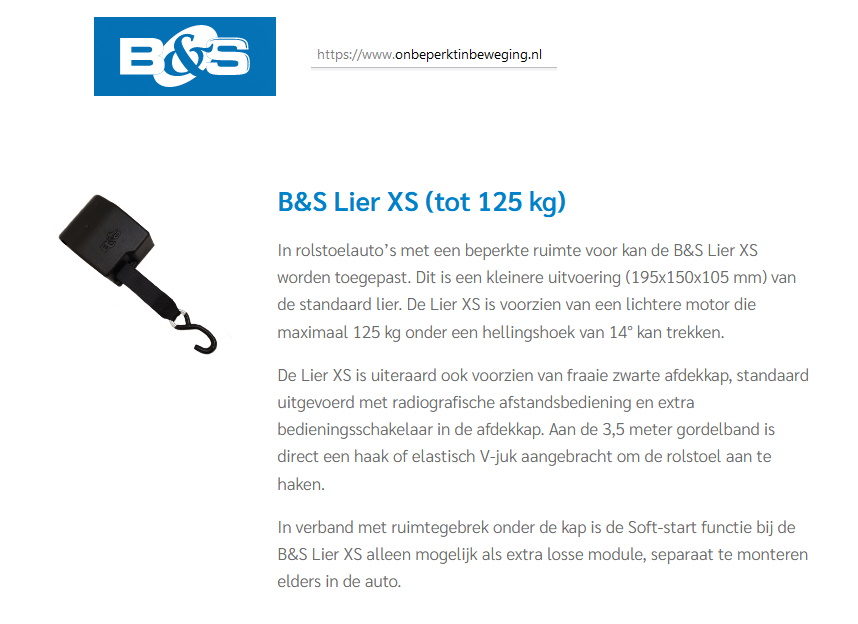 toegevoegd document 2 van B&S Lier XS tot 125 kg  