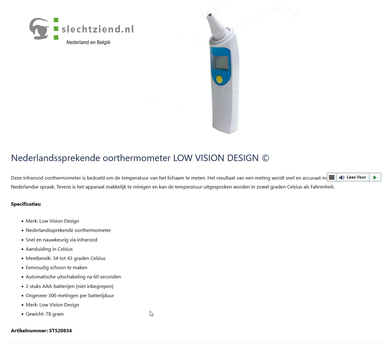 toegevoegd document 2 van Low Vision Design Nederlandssprekende koortsthermometer  