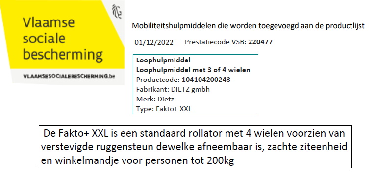 toegevoegd document 2 van XXL Rollator Fakto+ XXL (gebruiker tot 200 Kg)  