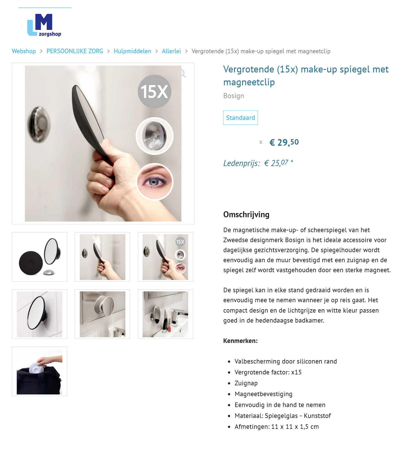 toegevoegd document 2 van Vergrotende (15x) make-up spiegel met magneetclip Bosign 