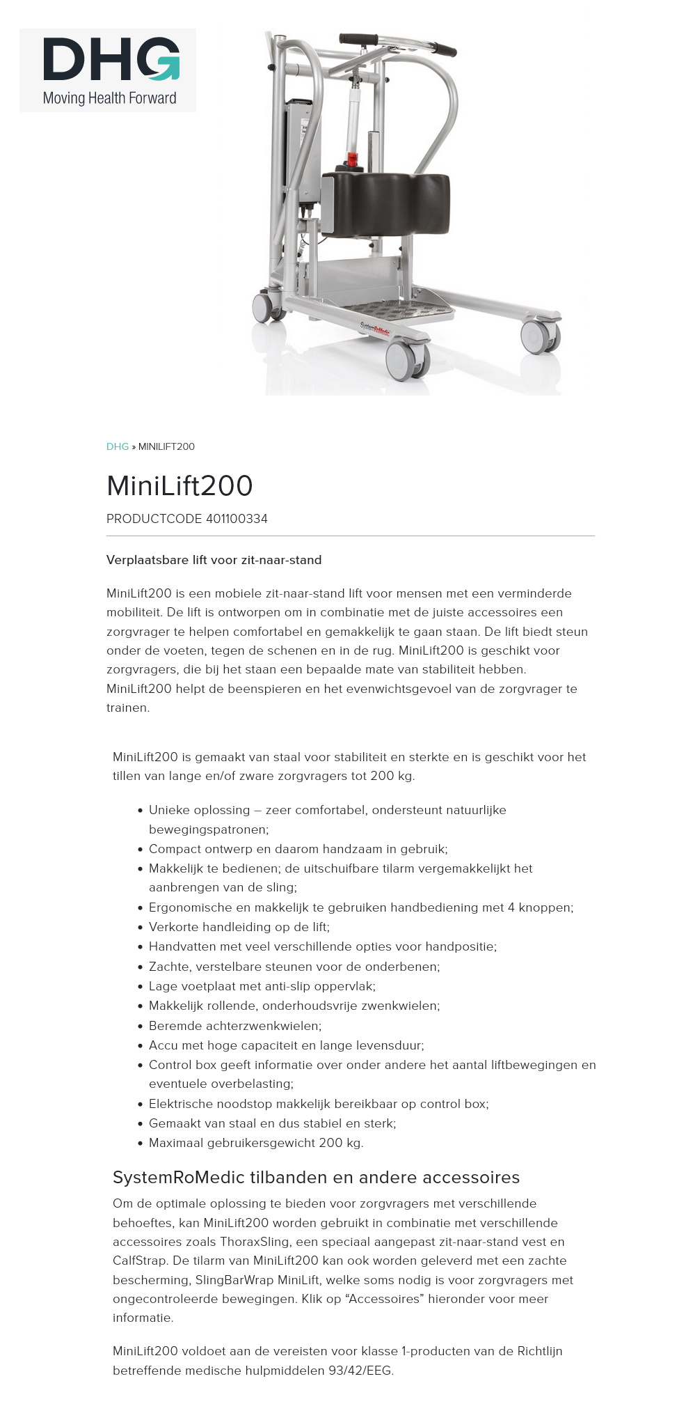 toegevoegd document 4 van SystemRomedic Minilift200 / Minilift 160Classic  