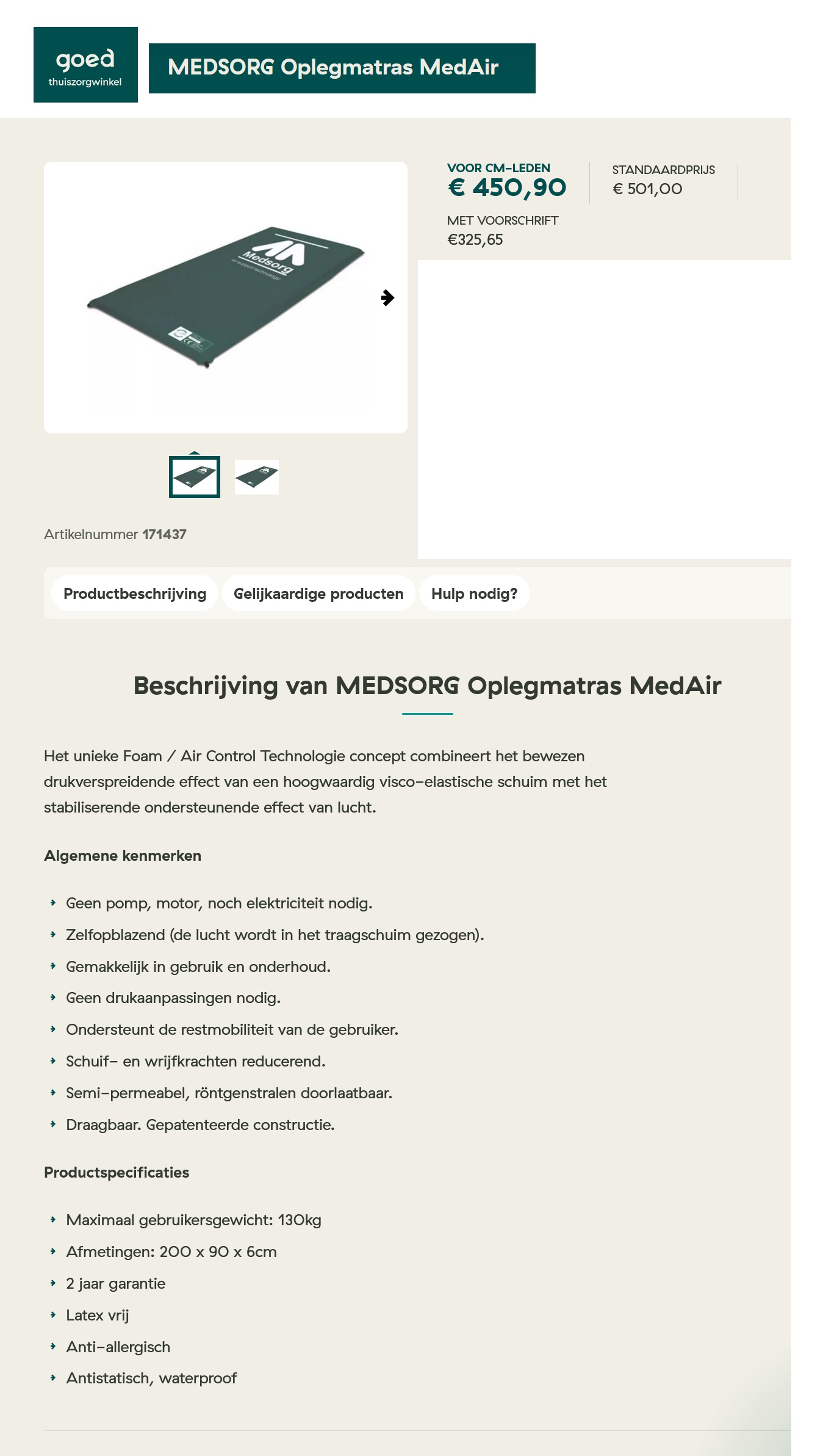 toegevoegd document 2 van Medsorg Oplegmatras MedAir  