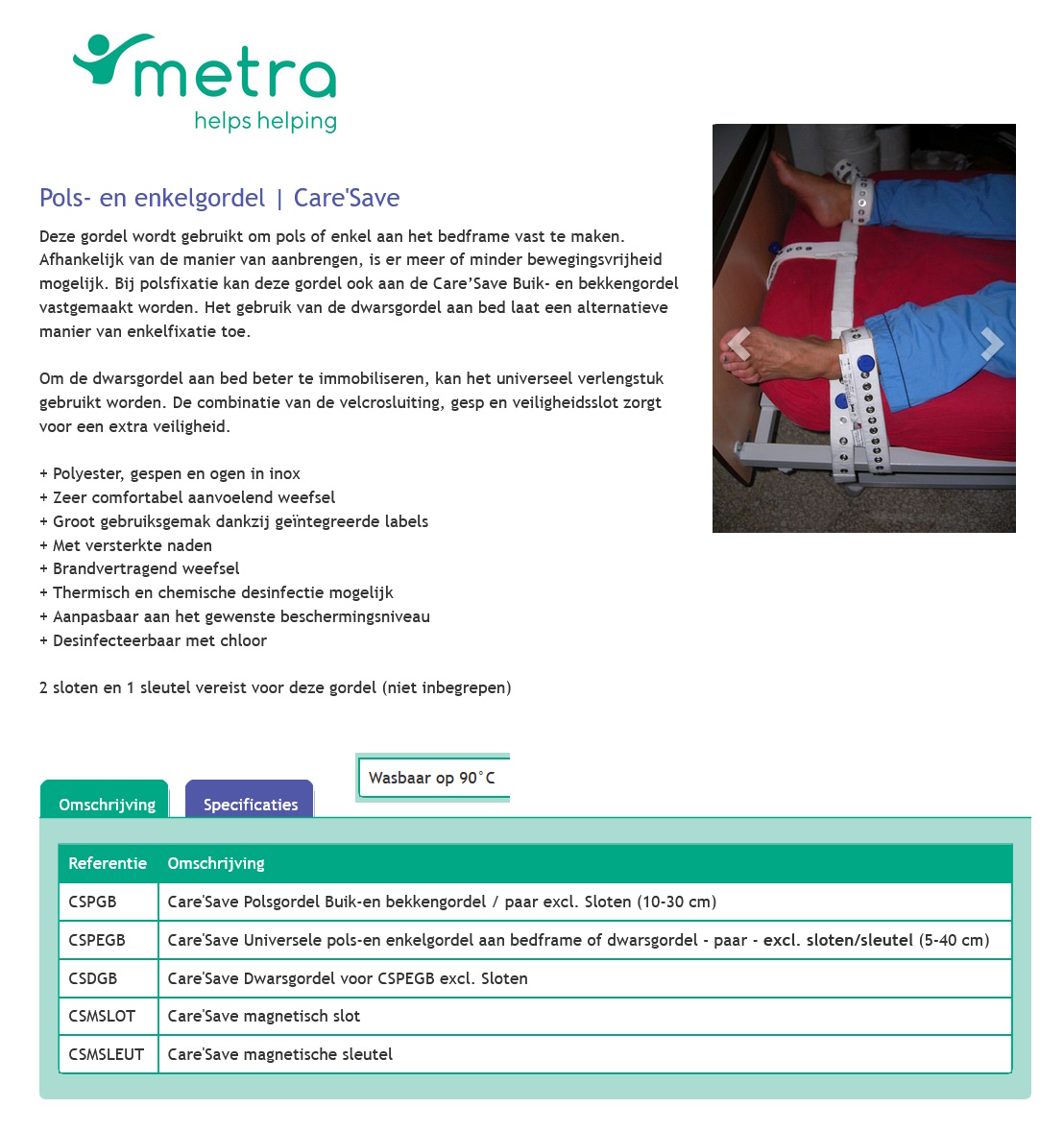 toegevoegd document 3 van Metra Care'Save Pols- en enkelgordel CSPGB 
