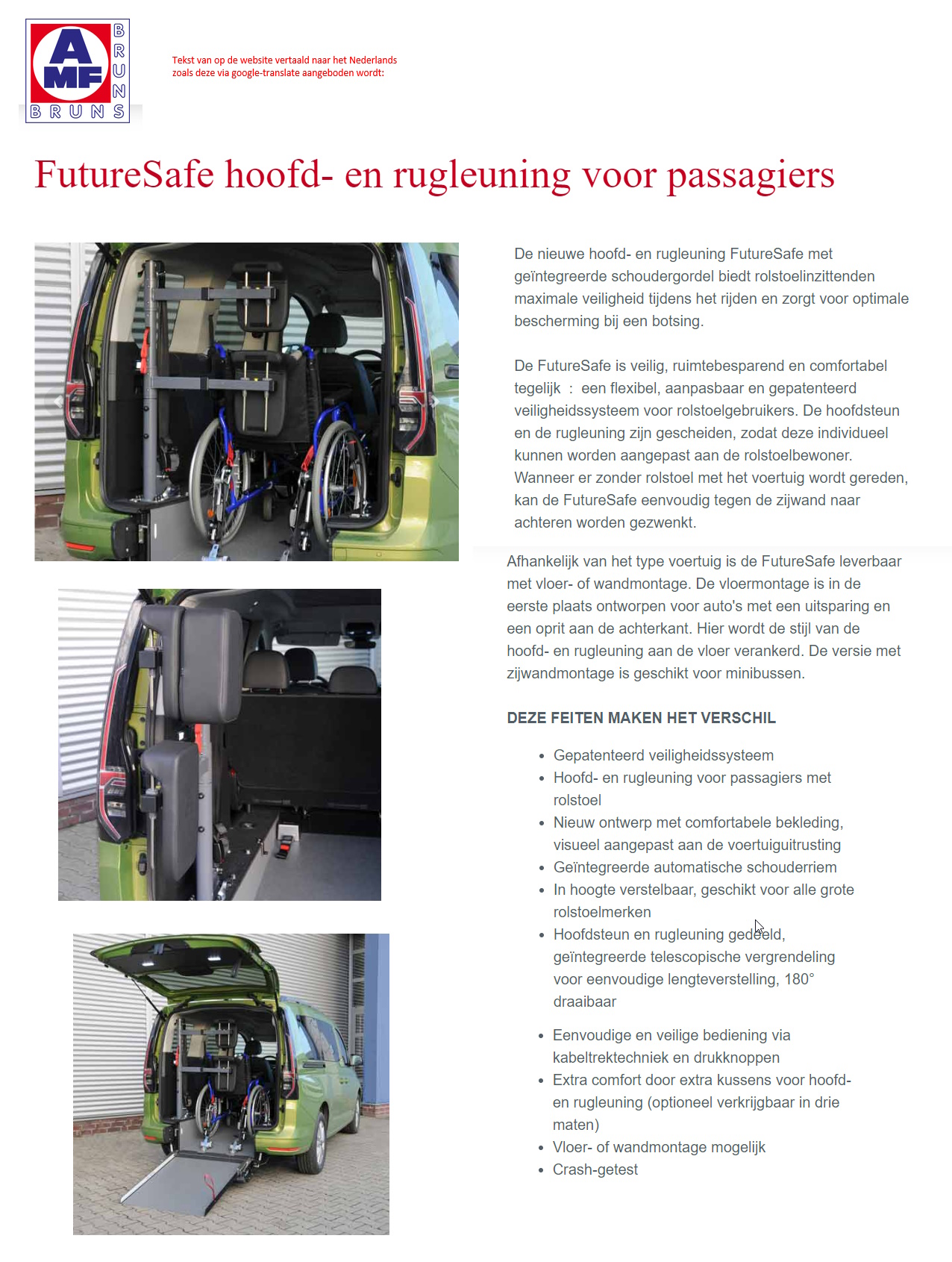toegevoegd document 2 van AMF-Bruns FutureSafe (2) voor passagier in de rolstoel  
