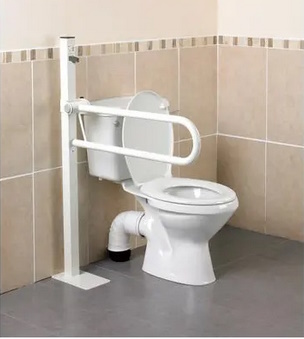 foto van hulpmiddel Toiletbeugel opklapbaar met vloersteun - paal en vloerplaat AA2024